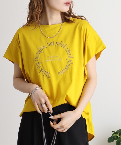 tシャツ BRODIAEA サークル刺繍ロゴ　極サラTシャツ レディース tシャツ BRODIAEA サークル刺繍ロゴ 極サラTシャツ レディース