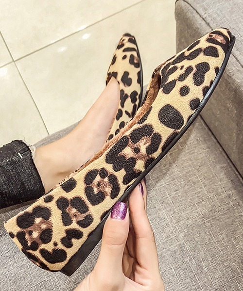 c.u.l パンプス 裏ボア ぬくぬく レオパード フラットシューズ culs100