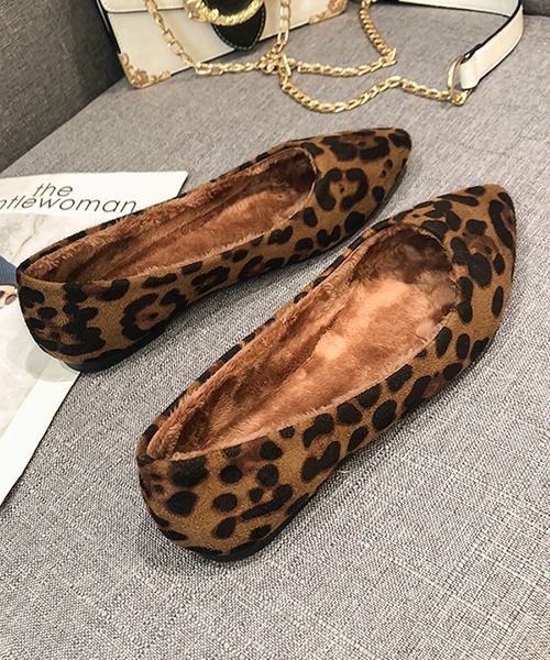 c.u.l パンプス 裏ボア ぬくぬく レオパード フラットシューズ culs100