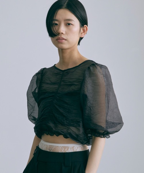 ブラウス シャツ Sheer Crinkled Top レディース