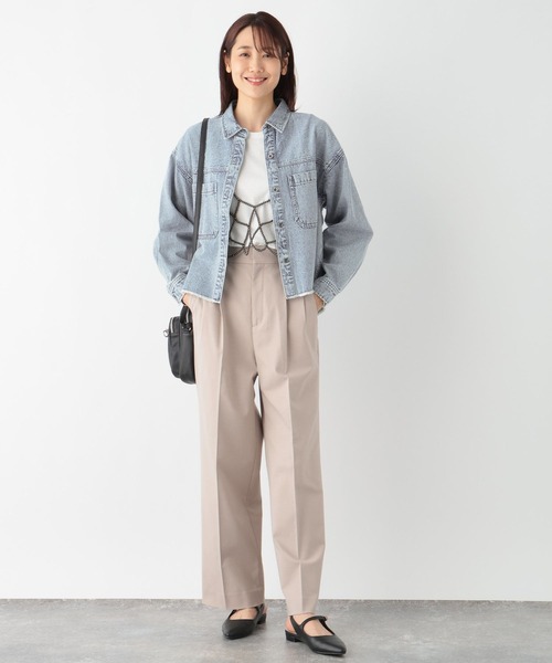 GLOBAL WORK ブラウス シャツ GOODデニムクロップドシャツ