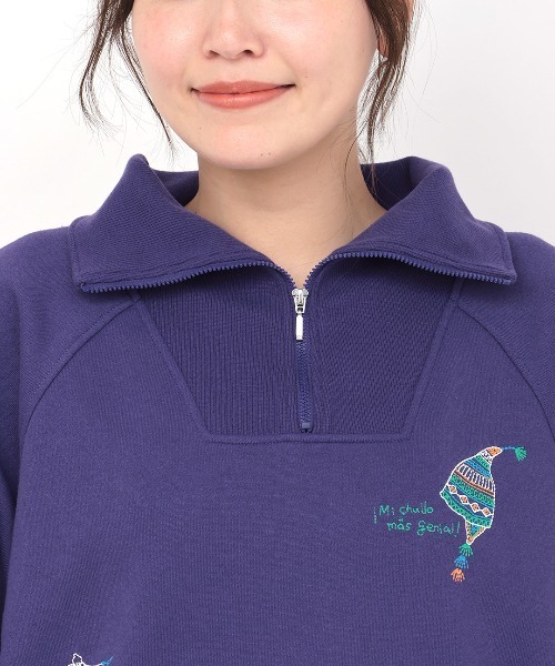 チチカカ トレーナー スウェット スケッチ刺繍ハーフジッププル
