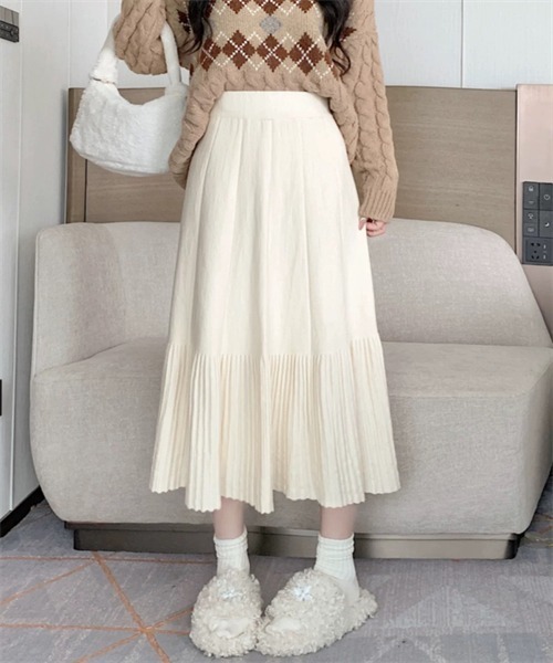 アイボリープリーツフレアスカート VIS｜【洗える】タックプリーツフレアスカート | Rakuten Fashion(楽天
