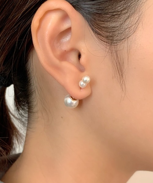 ciite' ピアス 2way パールキャッチ ＆ 2連パールピアス (両耳用