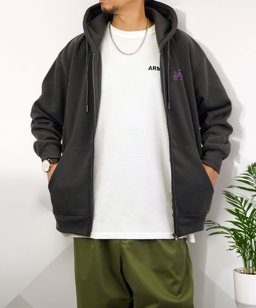 BURNER パーカー 「GROOVY STORE」サガラ刺繍サークルロゴ裏起毛