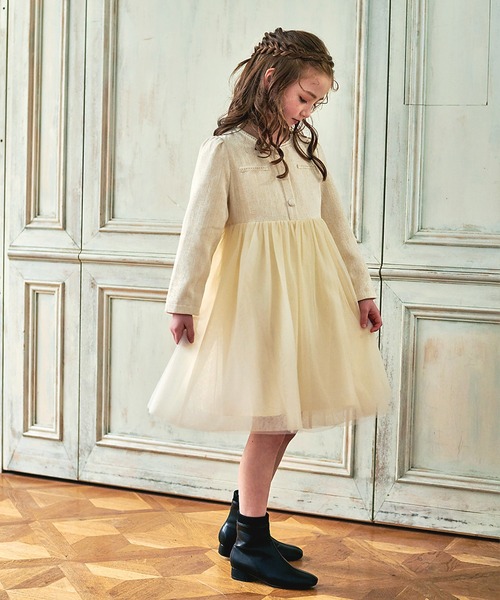 DRESCCO ドレスコのワンピースとヘアアクセサリ　ドットワンピース DRESCCO（ドレスコ） ワンピース ツイード×チュール切り替えワンピース