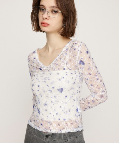 【新品】ayakawasaki flower lace tops フラワーレース SLY ブラウス シャツ FLOWER LACE TOPS フラワー レース