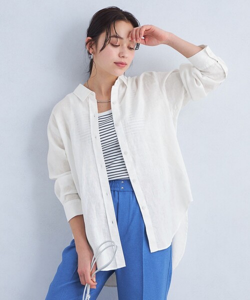 green label relaxing フレンチリネンシャツ size SHORTあり］フレンチリネン ベーシック シャツ