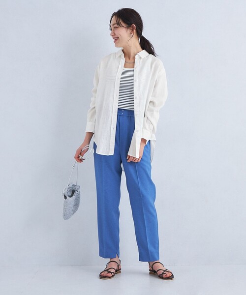 ブラウス シャツ リネン100%ベーシックシャツ レディース TOKYO BASIC リネンシャツ レディース ブラウス 半袖 40番手