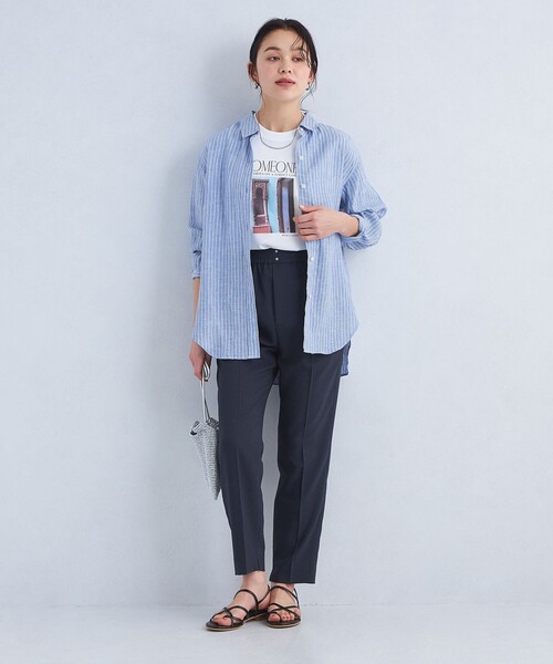 green label relaxing フレンチリネンシャツ size SHORTあり］フレンチリネン ベーシック シャツ