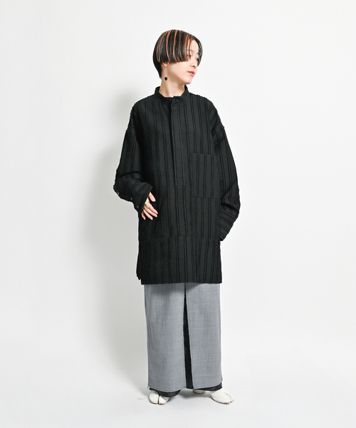美品　BAND COLLAR POCKETシャツ　ブラック CITYSHOP ブラウス シャツ BAND COLLAR POCKET レディース