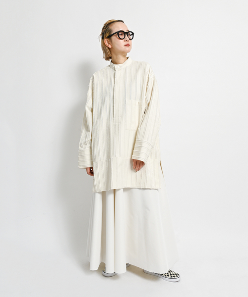 ブラウス シャツ BAND COLLAR POCKET シャツ レディース CITYSHOP ブラウス シャツ BAND COLLAR POCKET レディース