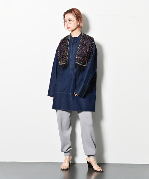美品　BAND COLLAR POCKETシャツ　ブラック CITYSHOP ブラウス シャツ BAND COLLAR POCKET レディース