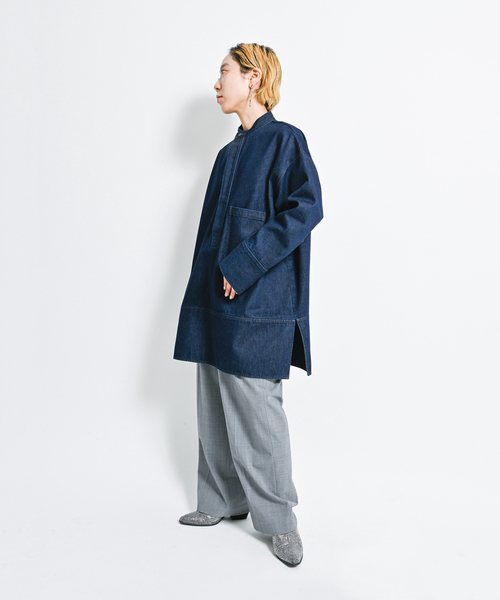 ブラウス シャツ BAND COLLAR POCKET シャツ レディース CITYSHOP ブラウス シャツ BAND COLLAR POCKET レディース