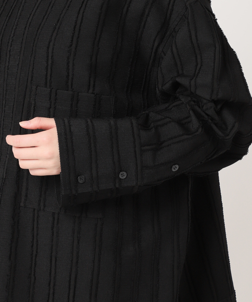 美品　BAND COLLAR POCKETシャツ　ブラック CITYSHOP ブラウス シャツ BAND COLLAR POCKET レディース