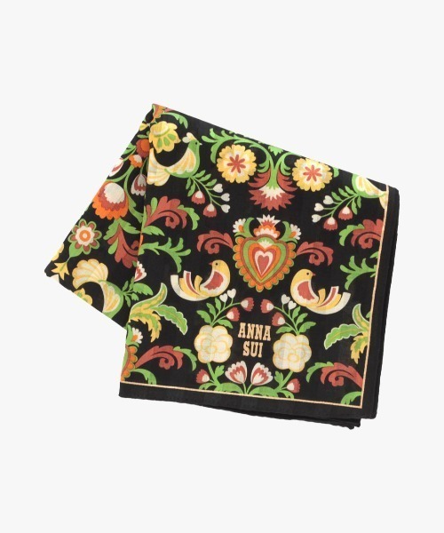 ANNA SUI ハンカチ 鳥唐草柄プリントハンカチ レディース