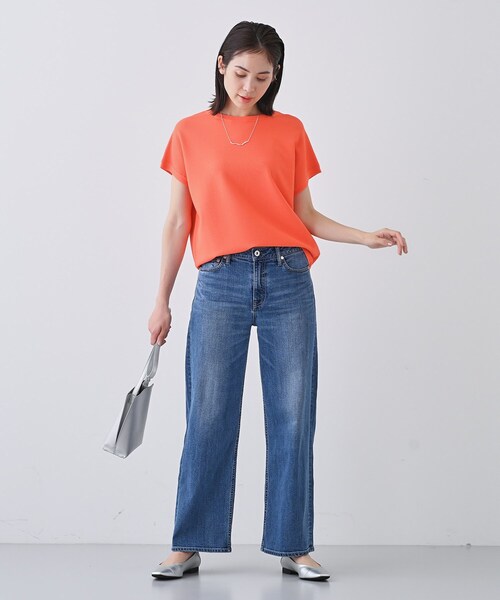 専用　洗えるフレンチスリーブニット INDIVI ニット セーター 新色登場！「洗える／清涼感」レーヨン