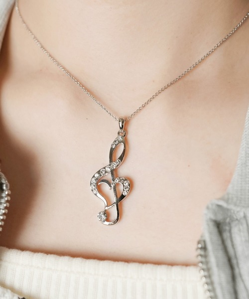 SPINNS（スピンズ） ネックレス メタルネックレス/ラインストーン音符