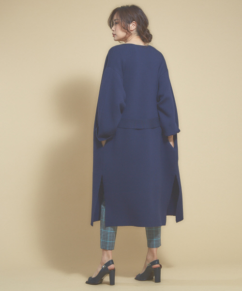 「qualite」 ノーカラーコート フリー ベージュ レディース_画像8