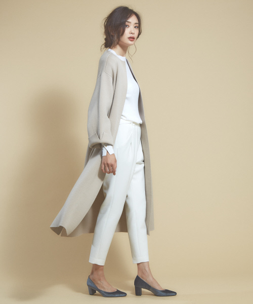 「qualite」 ノーカラーコート フリー ベージュ レディース_画像9