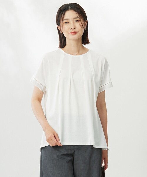 tシャツ 「洗える・接触冷感」プレーティングジャージー フレア カットソー レディース