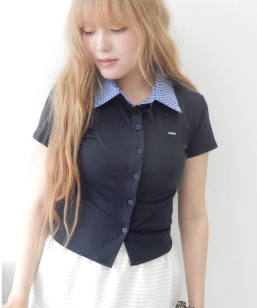 d.i.a. トップス※襟付きトップスのみ Birthday room tシャツ プレート付襟付きトップス/tops with