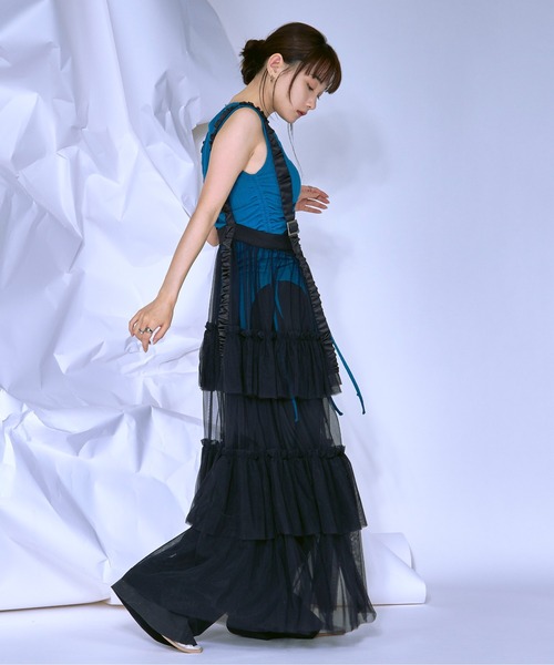 Ezick タンクトップ ノースリーブ Drost mode asymmetry カップ付き