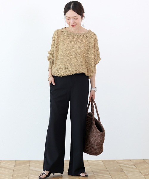 Aletta vita パンツ サイズが選べるポンチセミワイドパンツ