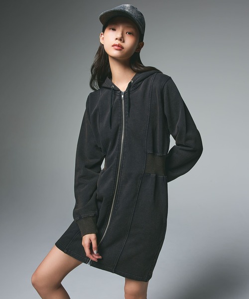 ワンピース melt the lady logo hoodie dress X-girl（エックスガール） ワンピース DUSTY ZIP UP SWEAT HOODIE