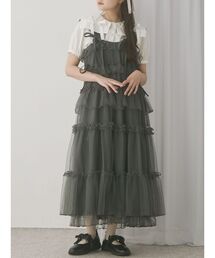 極美品！merry jennyグレー ドット柄 チュールロングワンピース 極美品！merry jennyグレー ドット柄 チュールロングワンピース