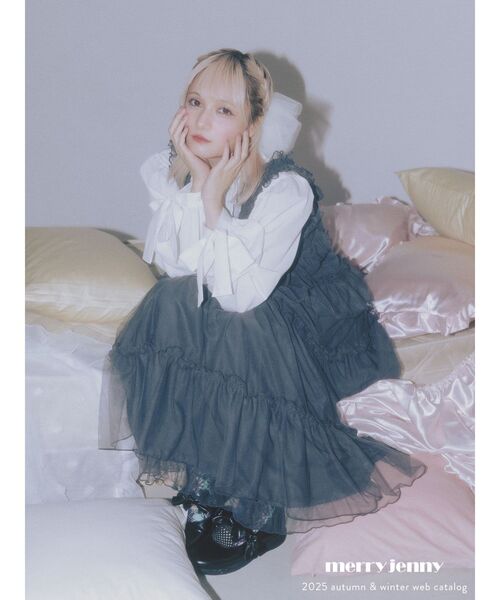 merry jenny チュールドロストロングワンピース ブルー merry jenny（メリージェニー） ワンピース チュールドロストロング