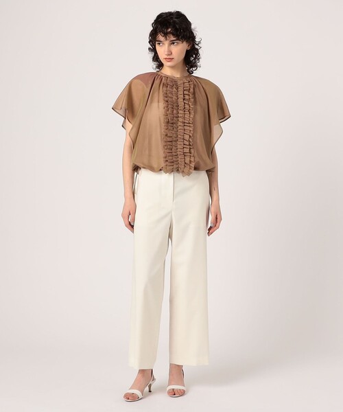ブラウス シャツ コットンシルクシャンブレー ラッフルブラウス レディース TOMORROWLAND collection ブラウス シャツ コットンシルク