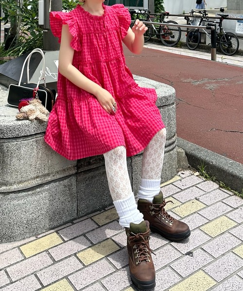 Alley Tokyo ワンピース ギンガムフリルティアードミニワンピ