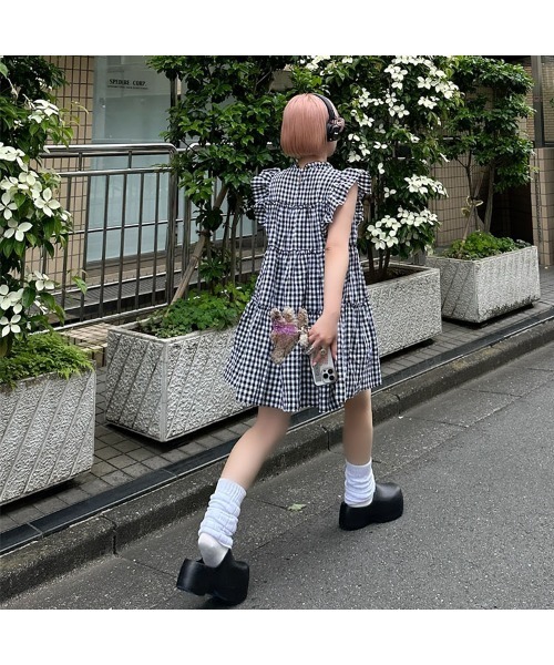 Alley Tokyo ワンピース ギンガムフリルティアードミニワンピ