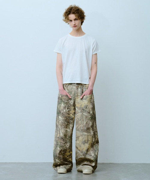 Camphor wood パンツ wide baggy real tree painter trousers