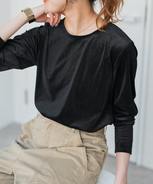 tシャツ シアーベロアプルオーバー レディース