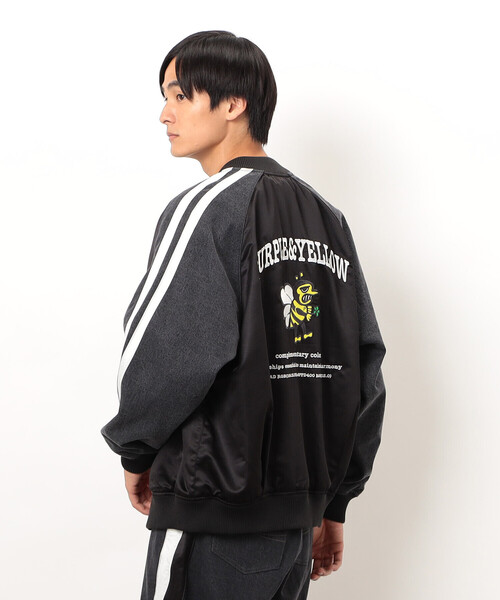 【新品・未使用品】デニムスタジャン ブルゾン 刺繍ロゴ 2XL相当 切替 90s 90s A&R TRANSPORT コンボイ トラック 刺繍 ツートン コットン