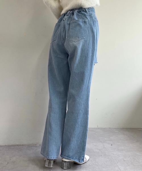 「one after another NICE CLAUP」 加工デニムパンツ SMALL ピンク レディース