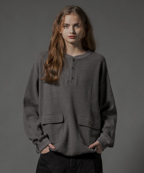 CIVVY. ヘンリーネック tシャツ Henry Waffle Top - ヘンリーワッフル