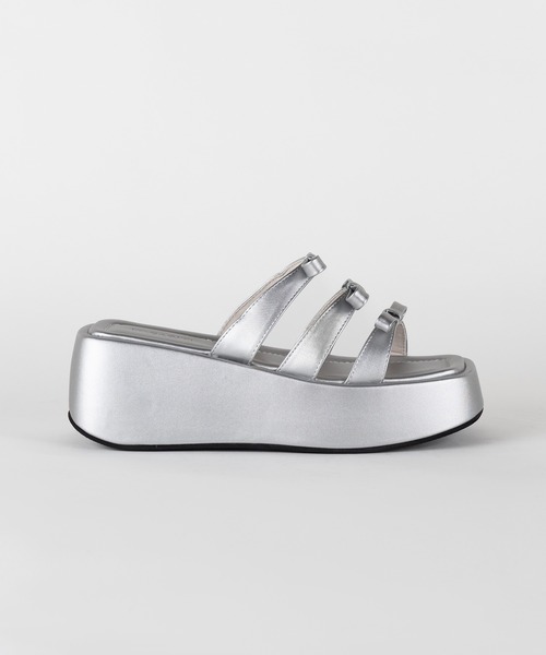 「me+em select」 ヒールサンダル 39 シルバー レディース_画像4