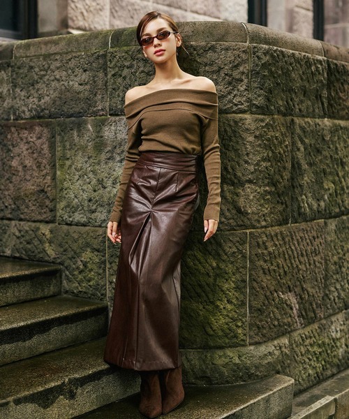 KINO THE KEI ニット セーター シアー リブ オフショル ニット