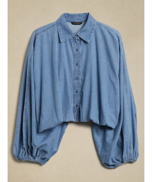 「BANANA REPUBLIC FACTORY STORE」 ドルマンスリーブブラウス S ライトインディゴブルー レディース_画像2