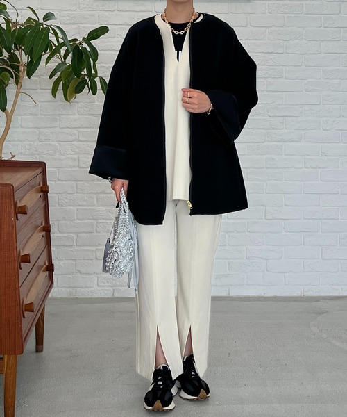 「un dix cors」 ノーカラーコート FREE ライトベージュ レディース_画像3