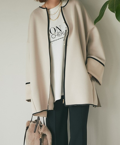 「un dix cors」 ノーカラーコート FREE ライトベージュ レディース_画像6