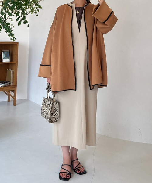 「un dix cors」 ノーカラーコート FREE ライトベージュ レディース_画像7