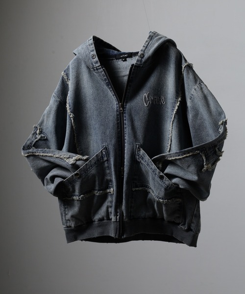 サリースコット　黒のブルゾン　パーカー vintage make short duck blouson reversible zip parka （duck/pu