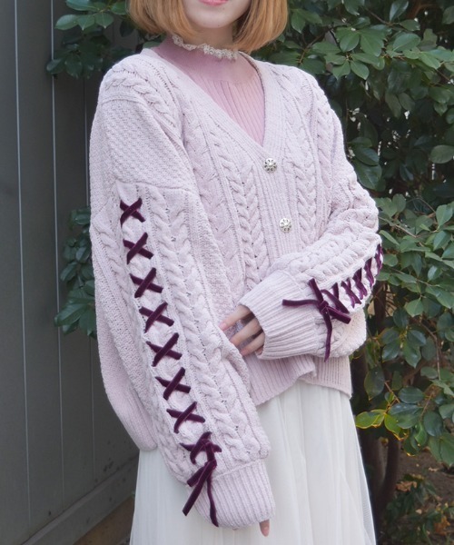axes femme（アクシーズ ファム） カーディガン レースアップモール