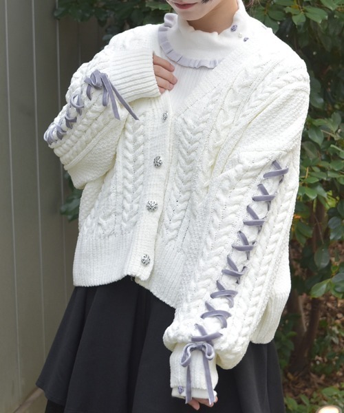 axes femme（アクシーズ ファム） カーディガン レースアップモール