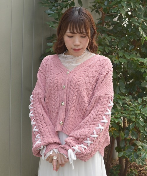 axes femme（アクシーズ ファム） カーディガン レースアップモール