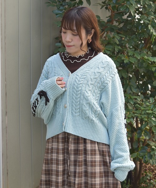 axes femme（アクシーズ ファム） カーディガン レースアップモール